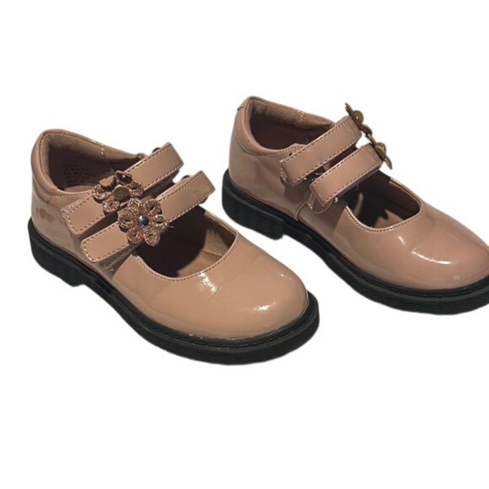 Rachel Girl's Tan and Black Dress Shoes with Floral Accents size 11 Preowned - Picture 6 of 8